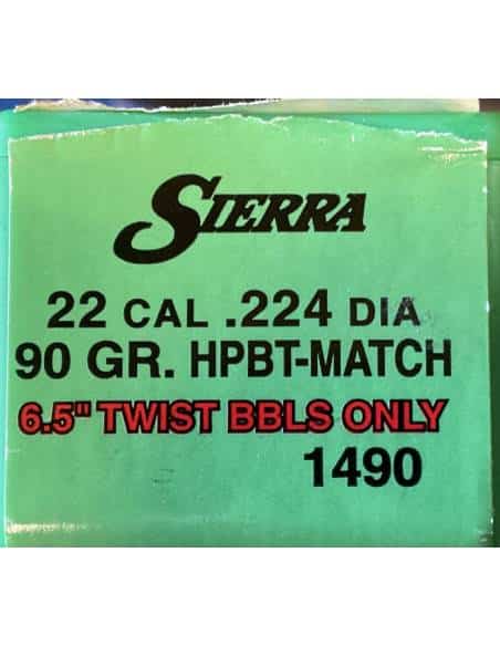 SIERRA 1490 PALLE CALIBRO 22 MATCHKING 90 GRANI HPBT 50PZ