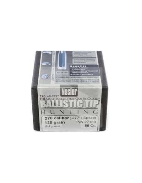 Palle ogive Nosler Ballistic Tip Hunting calibro 270 – 130 grani 27130