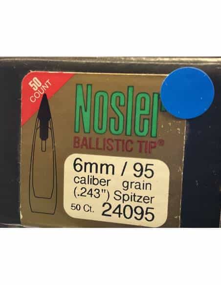 NOSLER Ballistic Tip .243" 95gr SP Purple Tip 24095  NOSLER Palle Ballistic Tip 243" 95gr SP Purple Tip 24095 (50pz)