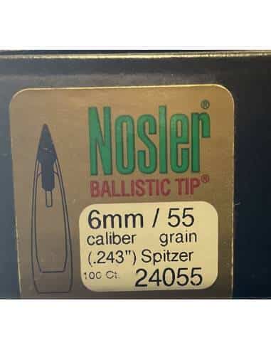 NOSLER - PALLE BALLISTIC TIP SPITZER Cal.6mm.243'' 55grs - 24055 Conf. da 100 pz.
