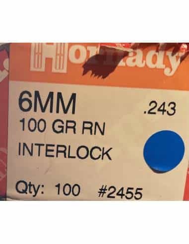 PALLE HORNADY 6 MM 243 100 GR INTERLOCK 100 GR COD 2455