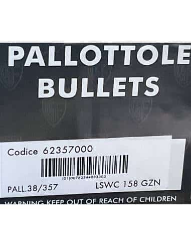 FIOCCHI Palle LSWC GZN Cal.38/357 158grs Conf. da 500 palle