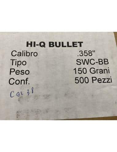 Palle HI- Q Bullet calibro 38 358” sec-bob 150 granì 500 pezzi