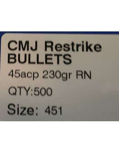 Palle ogive Frontier CMJ Restrike calibro 45 ACP 230 granì RN 500 pezzi site 451