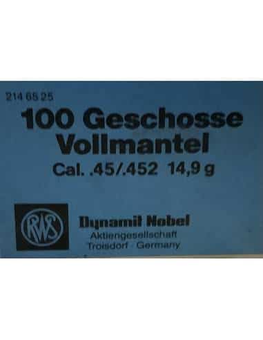 Palle RWS  45 /452 auto 14.9 G 100 PEZZI CODICE 840995