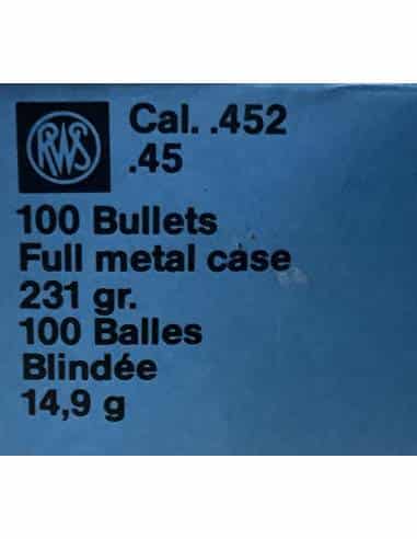 Palle RWS  45 /452 auto 14.9 G 100 PEZZI CODICE 840995