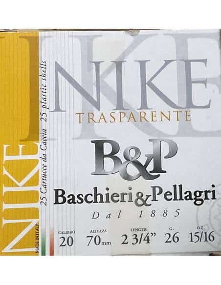 Cartucce calibro 20 Baschieri&Pellagri modello Nike trasparente 26 gr piombo 6 5