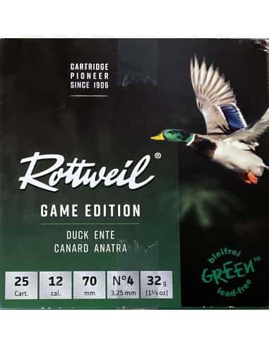 Cartucce calibro 12 Rottuveil game edition green 34 grammi piombo numero 4