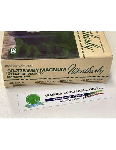 Cartucce weatherby calibro 30-378 wby 165 grani
