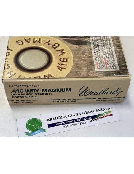 Cartucce weatherby calibro 416 wby 400 grammi