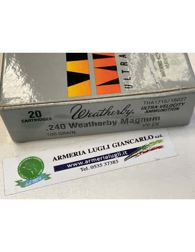 Munizioni calibro 240 weatherby 100 grani di