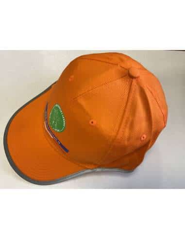 Cappellino / berretta arancione alta visibilità con banda grigia riflettente