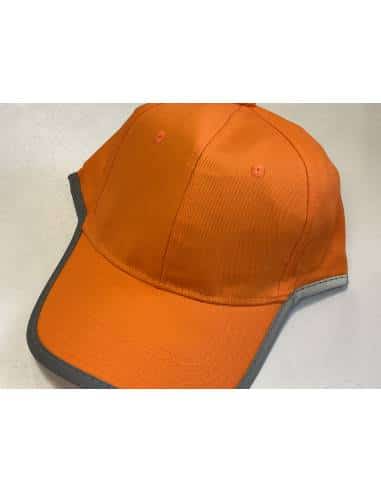Cappellino /berretti arancione con visiera alta visibilità con bandine grige a lato
