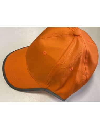Cappellino /berretti arancione con visiera alta visibilità con bandine grige a lato