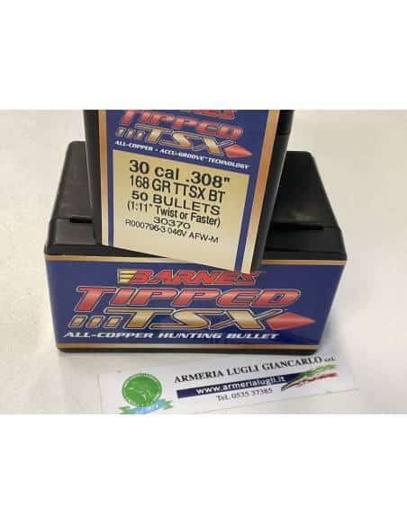 Palle barnes tipped tsx calibro 30 308 grani 168 ttsx bt codice 30370