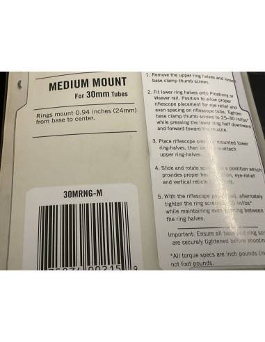 Anelli attacchi Vortex Optics  hunter riflescope 30 mm codice 30mrng-m