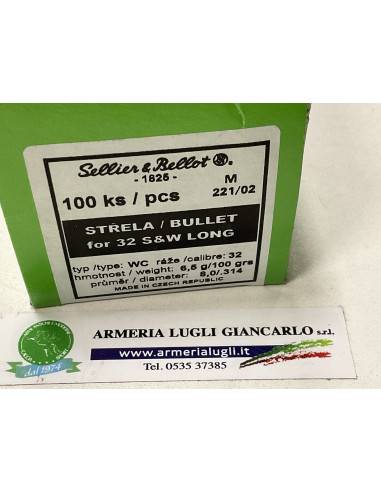 Palle sellier & bellot calibro 32 s&w long WC 100 grani  codice  19473