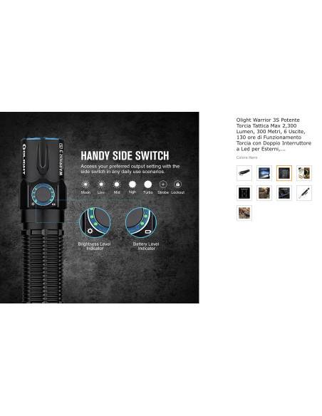 Olight Torcia Warrior 3S 300 meters 2300 lumens max