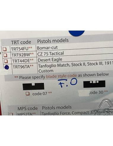 Tacca di mira Lpa modelli Tanfoglio Match, Stock II, Stock III, 1911 Custom limited custom extreme codice trt96ta