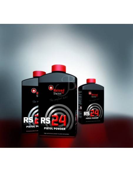 RELOAD SWISS RS POLVERE RICARICA PISTOLA RS24  CALIBRI 9mm   38 Supe Auto  9x21  40 S&W  357 Magnum  44 Rem Mag