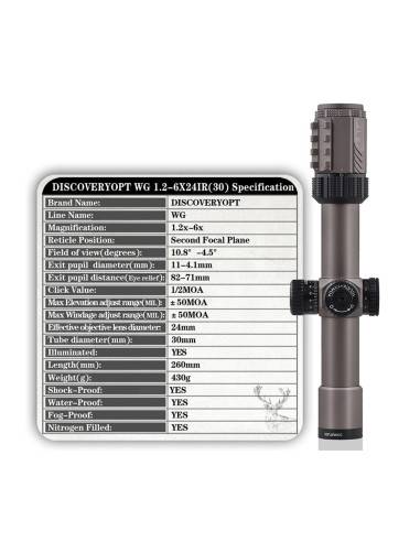Ottica Discovery Optics wg sfogo 1.2-6x24 IR TUBO 30 mm codice ibp012 RETICOLO MD