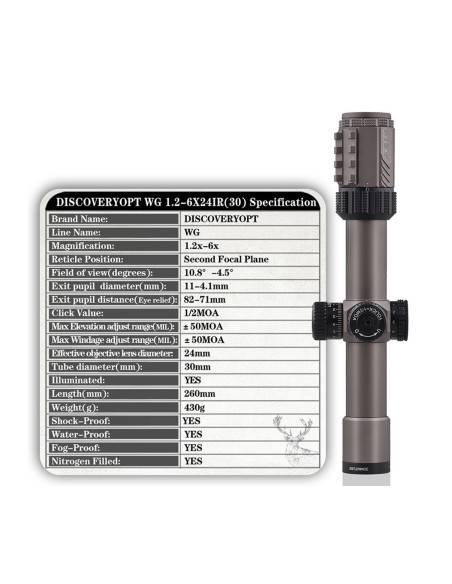 Ottica Discoveryopt wg sfogo 1.2-6x24 IR TUBO 30 mm codice ibp012 RETICOLO MD