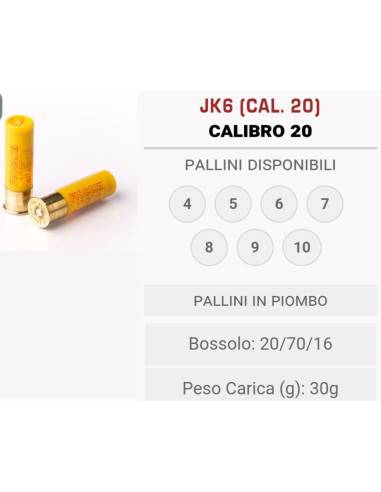 Cartucce fiocchi JK6 (CAL. 20) PERFORMANCE