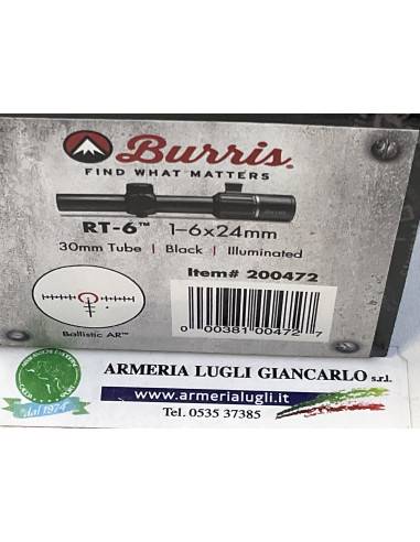 OTTICA BURRIS – RT-6 1-6x24mm 30mm Tube Blac  Illuminated Ballistic AR Codice 200472