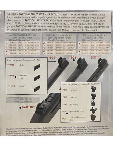 LPA T-Sight Set Rib Ghostring 3-Dot Fiber Codice m1f e codice bar115