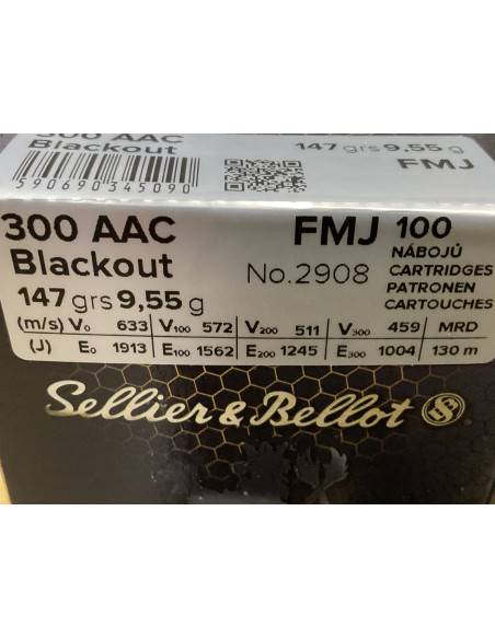 SELLIER & BELLOT MUNIZIONI CAL. 300 AAC FMJ 147 gr (CONF. 100 PZ) BULK PACKING V345112