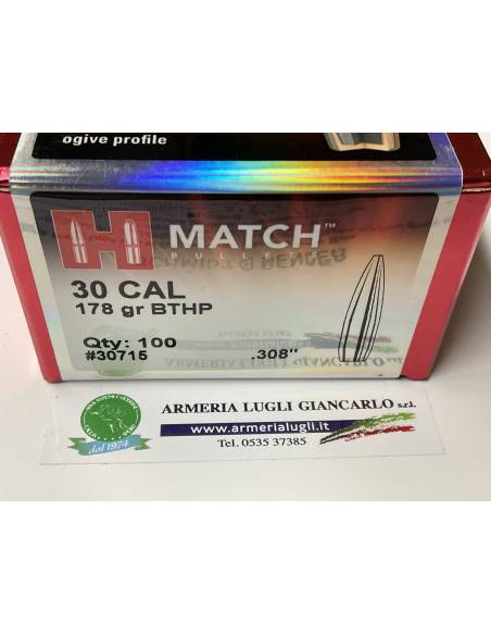 Palle hornady match calibro 30  178 grani codice 30715 308