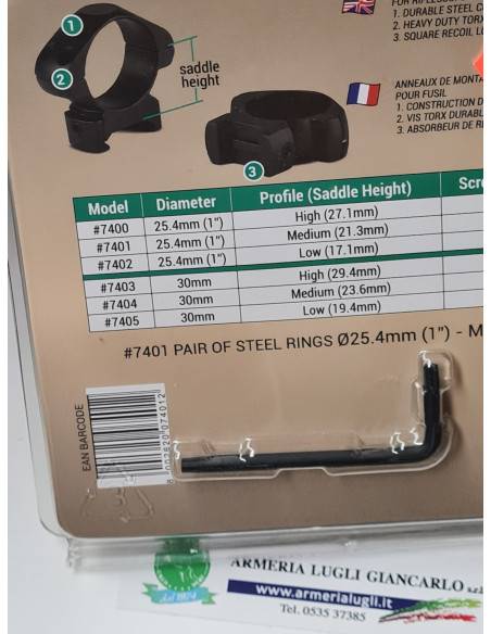 Anelli - Attacco  per carabine Konus steel rings  per picatinny weaver rail codice 7401
