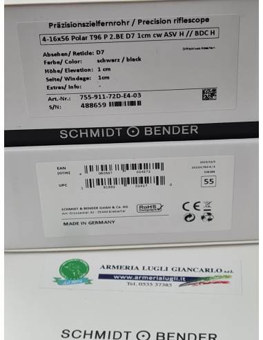 Ottica SChmidt&Bendee 4-16x56 polard T96 P 2.BE D7 1cm cw ASV H // BDC H codice 755-911-72D-E4-03