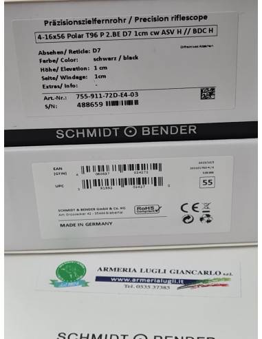 Ottica SChmidt&Bendee 4-16x56 polard T96 P 2.BE D7 1cm cw ASV H // BDC H codice 755-911-72D-E4-03