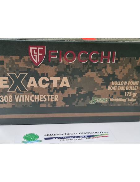 Munizioni 20 colpi calibro 308 Fiocchi exacta  palla sierra 175 grani