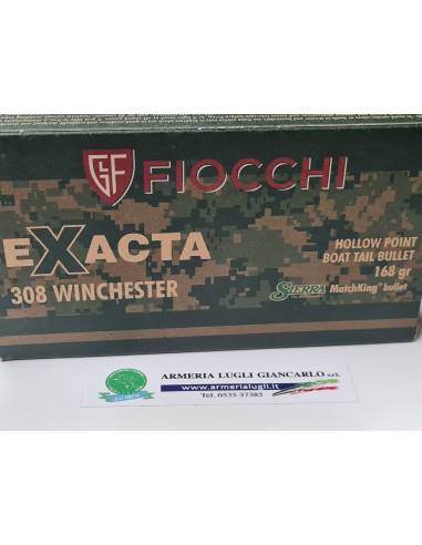 Colpi munizioni Fiocchi calibro 308 exacta palla sierra 168 grani