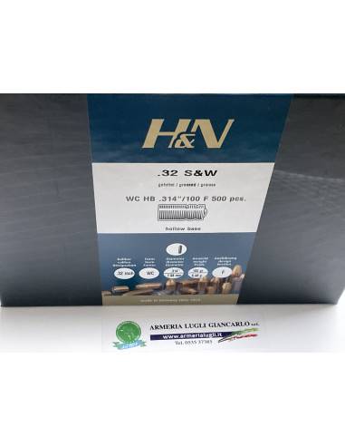 Palle ogive h&n 32 s&w wc hb .314 /100 f 500 pezzi 100 grani codice 842984