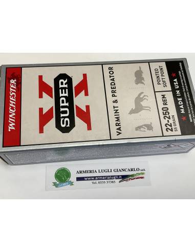 cartucce calibro 22-250 winchester super 55 grani 20 colpi