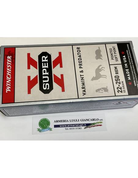 cartucce calibro 22-250 winchester super 55 grani 20 colpi