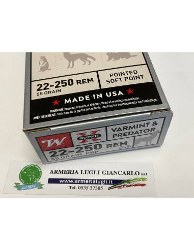 cartucce calibro 22-250 winchester super 55 grani 20 colpi