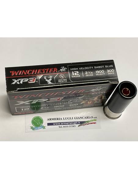 cartucce calibro 12 winchester palla unica xp3 1900 velocità 300 grani scatole da 5