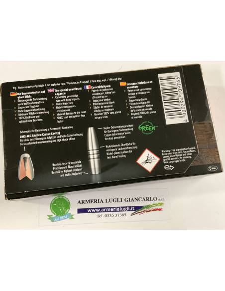Cartucce Munizioni  RWS  per canna rigata calibro 222 modello hit green 40 grani 20 colpi
