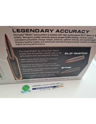 Cartucce match hornady calibro 300 PRC 255 grani scatola da 20 munizioni