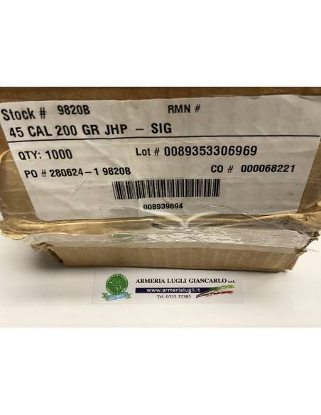 palle ogive Sierra calibro 45 200 grani JHP-sig codice 9820