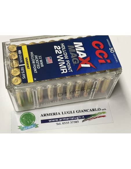 Munizioni colpi calibro 22 magnum cci maxi hollow point 40 grani