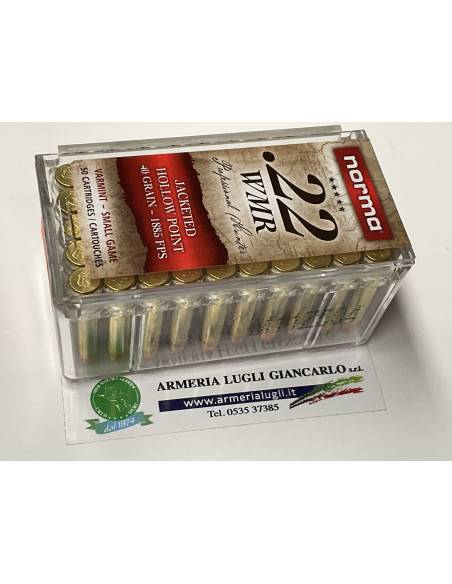 Munizioni colpi calibro 22 WMR  40 grani Norma hollow point 50 COLPI