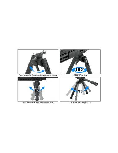 UTG Bipiede per carabina Recon 360 TL, altezza centrale 5.5 "- 7.0", attacco M-LOK - TL-BPM02