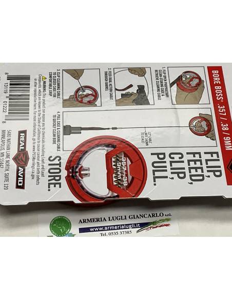 kit pulizia corda Bore Boss per pistole calibro 357 38 9x21 9x 19