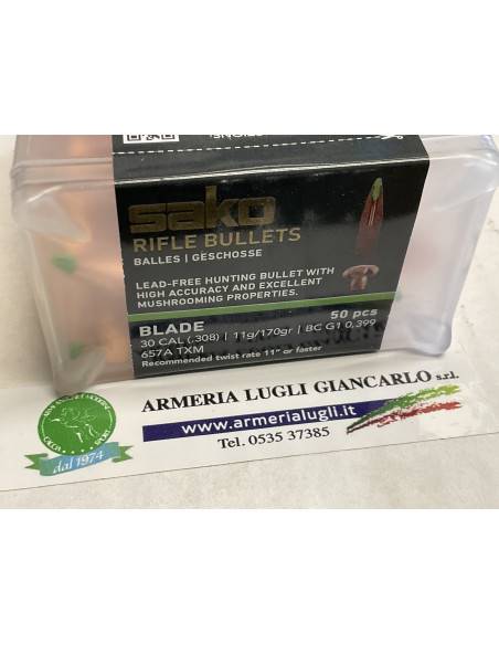 Palle Ogive monolitiche Sako rifle bullets blade calibro 30 308 11 grani 170 gr 50 pezzi codice 657A TXM