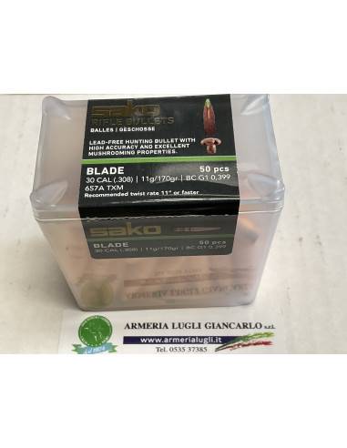 Palle Ogive monolitiche Sako rifle bullets blade calibro 30 308 11 grani 170 gr 50 pezzi codice 657A TXM